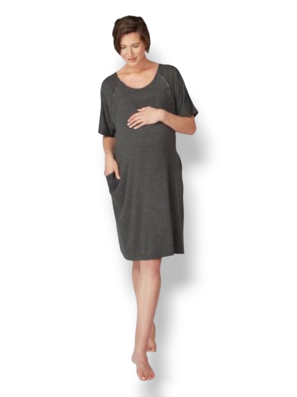 Frida Mom Labor Women’s Maternity Delivery & Nursing Dress Gown Gray OSFM